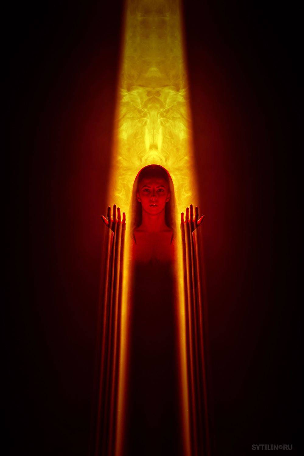 предзнаменование, апокалипсис, женщина, молитва, ад, адский, луч, свет, пламя, молитва, поклонение, религия, страшный суд, Сытилин Павел