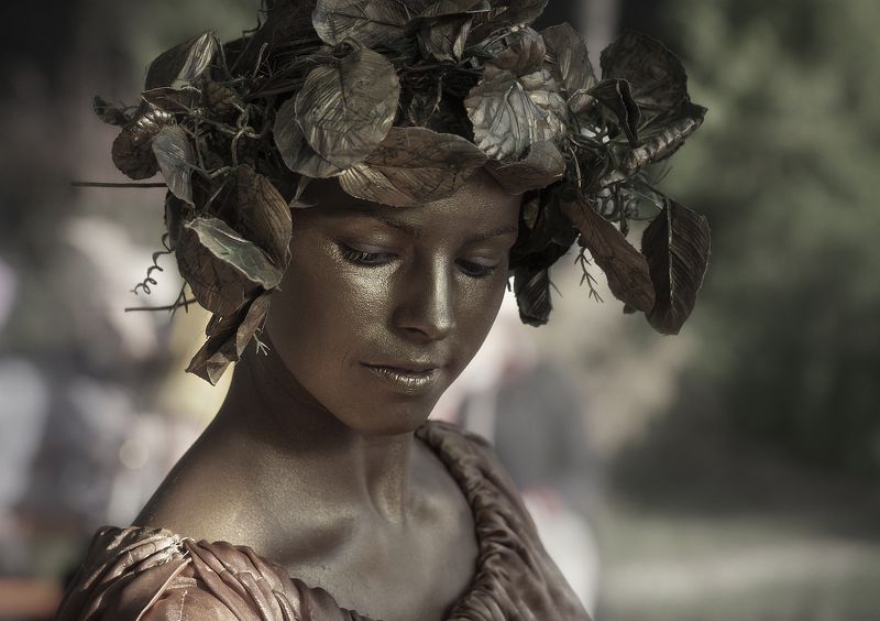 портрет, девушка, арт, бронза, осень Золото осени фото превью