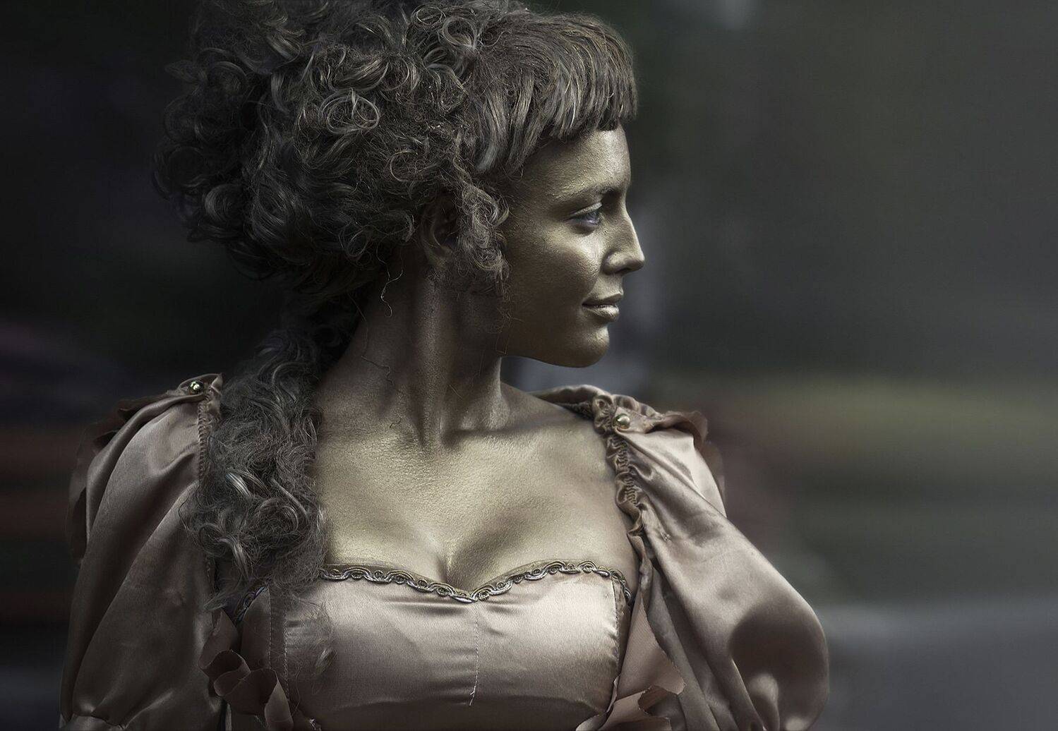 портрет, девушка, женский портрет, профиль, боди-арт, бронза, Андрей Пшеничный