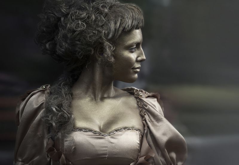 портрет, девушка, женский портрет, профиль, боди-арт, бронза В бронзовых тонах фото превью