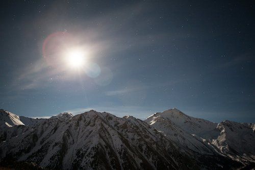 Night big Almaty lake.
