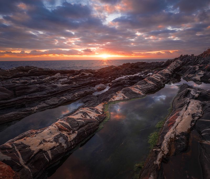 Landscape seascape leading line sunset sunrise coast color  Aion фото превью