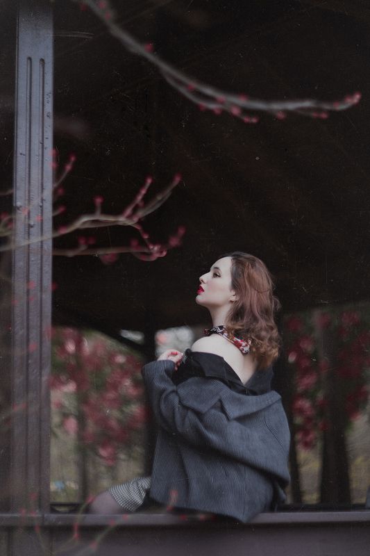 Портрет, фотосессия, весна, шум, ретро, винтаж, природа, цветение, гелиос Полина фото превью