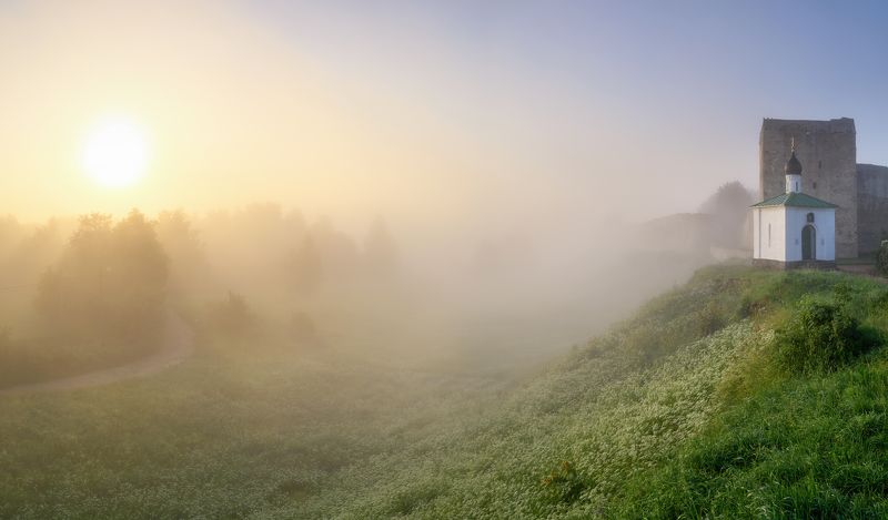 псков, пейзаж, Туман и утро фото превью