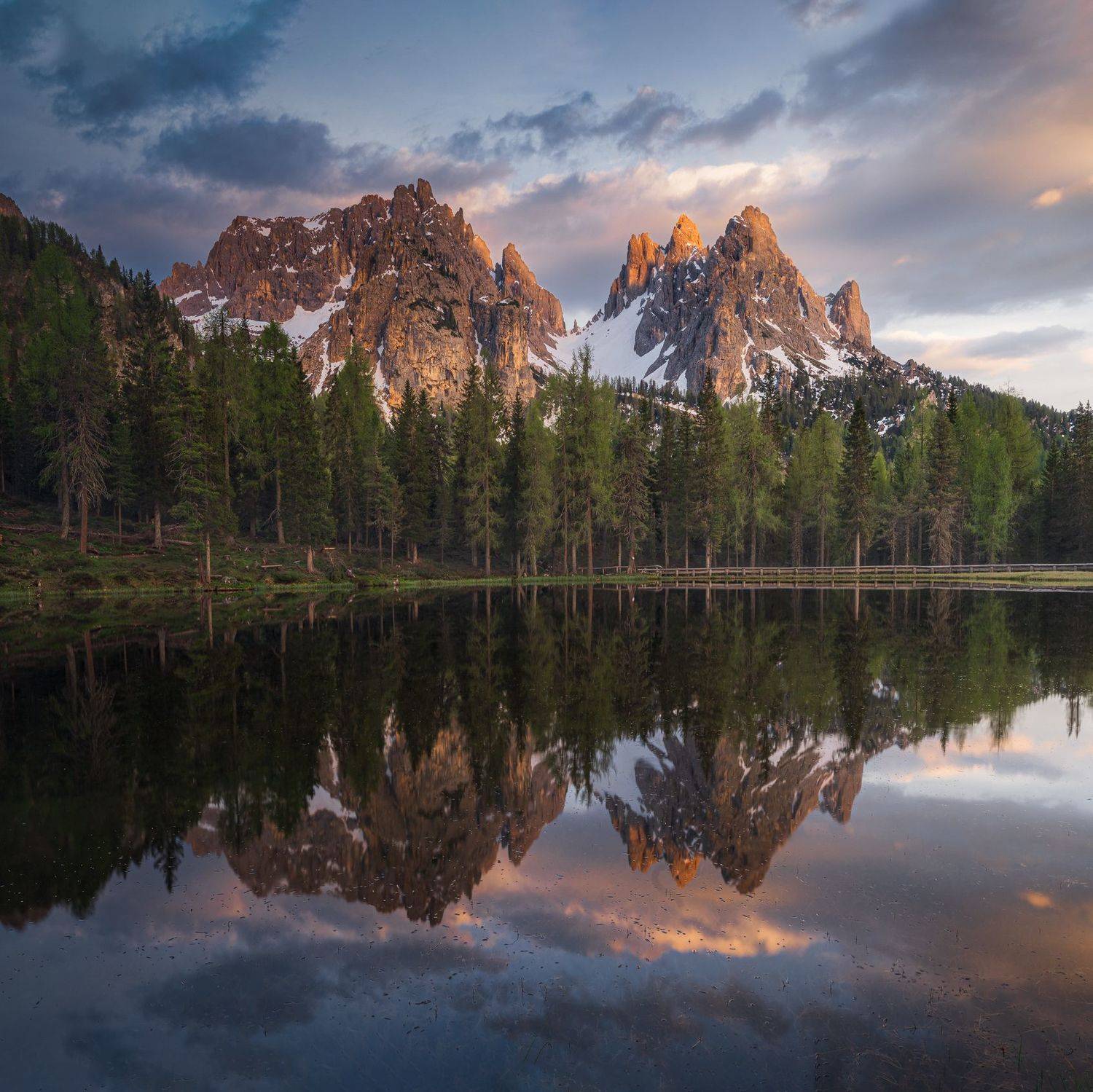 Landscape sunrise sunset reflection mountains lake dolomites colors , Stefano Balma