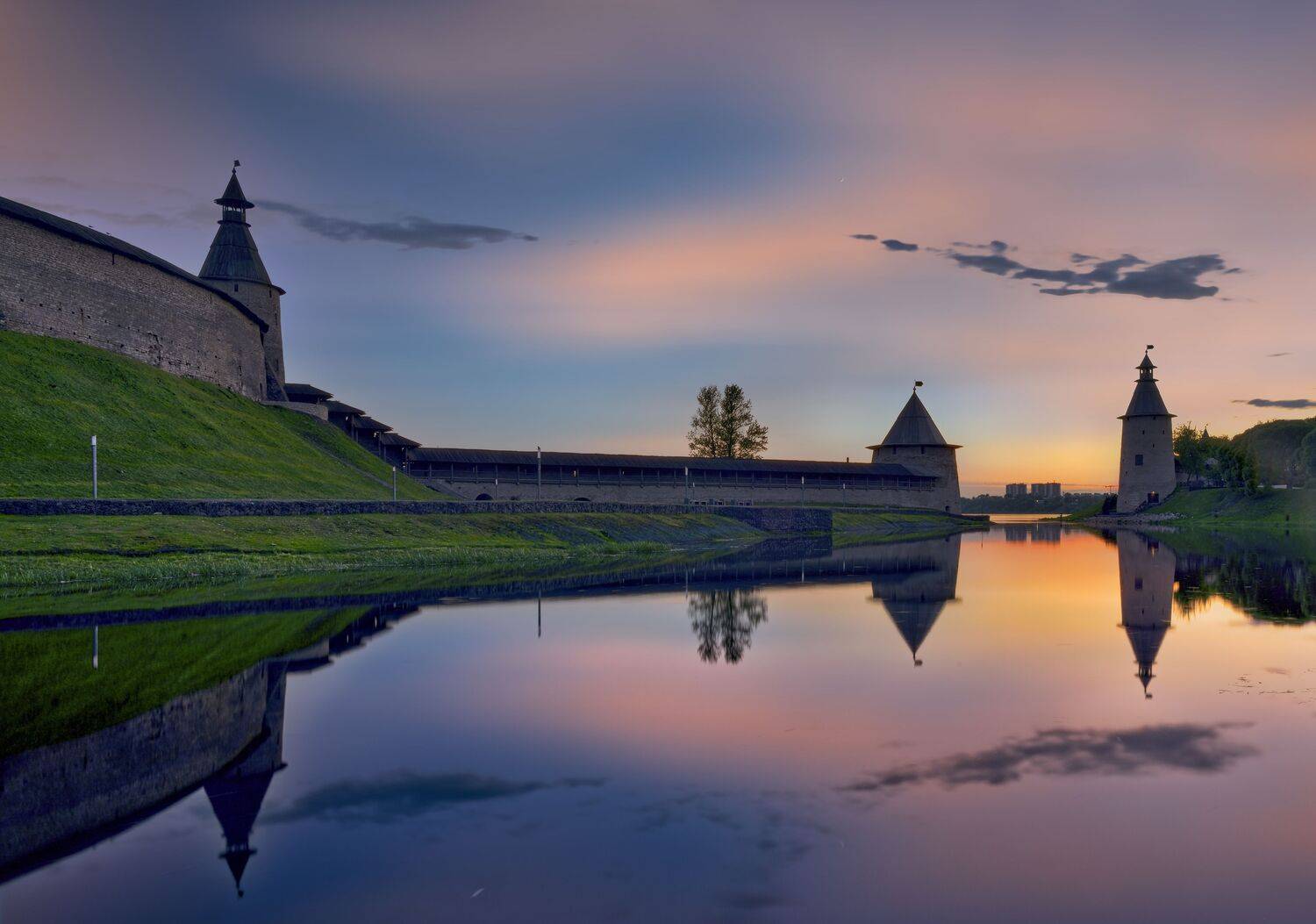 псков, кремль, река пскова, закат, Байдуков Александр