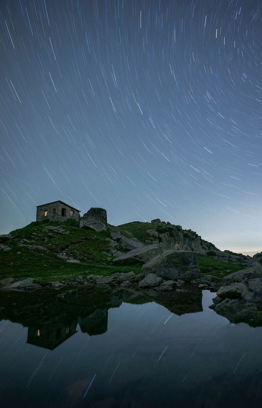 night landscapes nature stars  Night in Rila - Strasno lake  2460 m фото превью