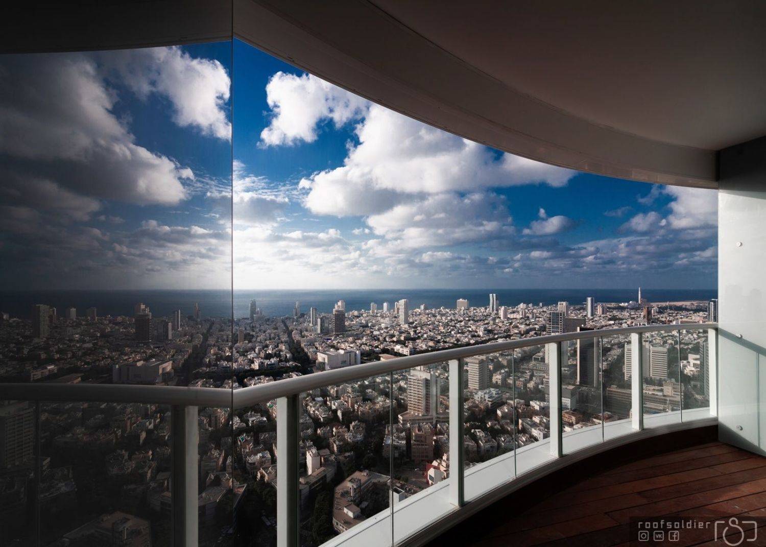 Tel aviv, Israel, city, urban, architecture, cityscape, street, above, structure, skyscraper, modern, clouds, sea, ocean, balcony, Голубев Алексей