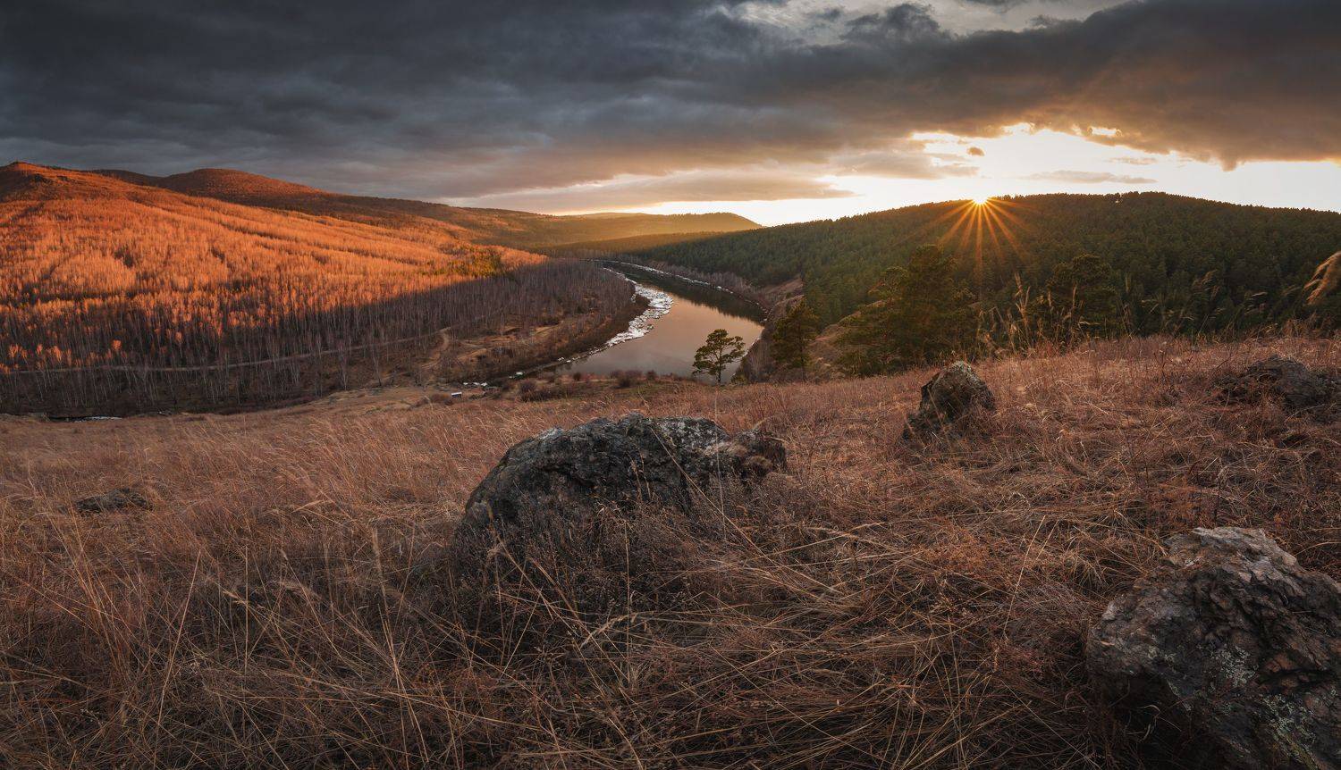 закат, пейзаж, река, Портных Дмитрий