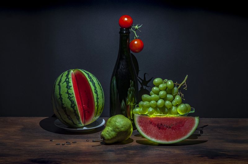 натюрморт, арбуз, виноград, помидор, груша Натюрморт #3379 фото превью