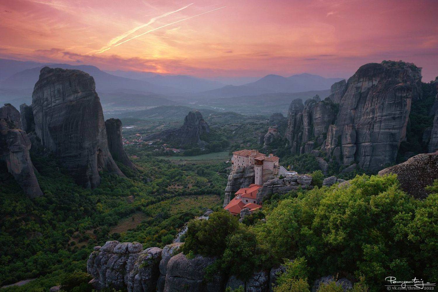 greece, греция, метеора, meteora, roussanou, monastery, монастырь, закат, sunset, kalambaka, Андрей Помянтовский