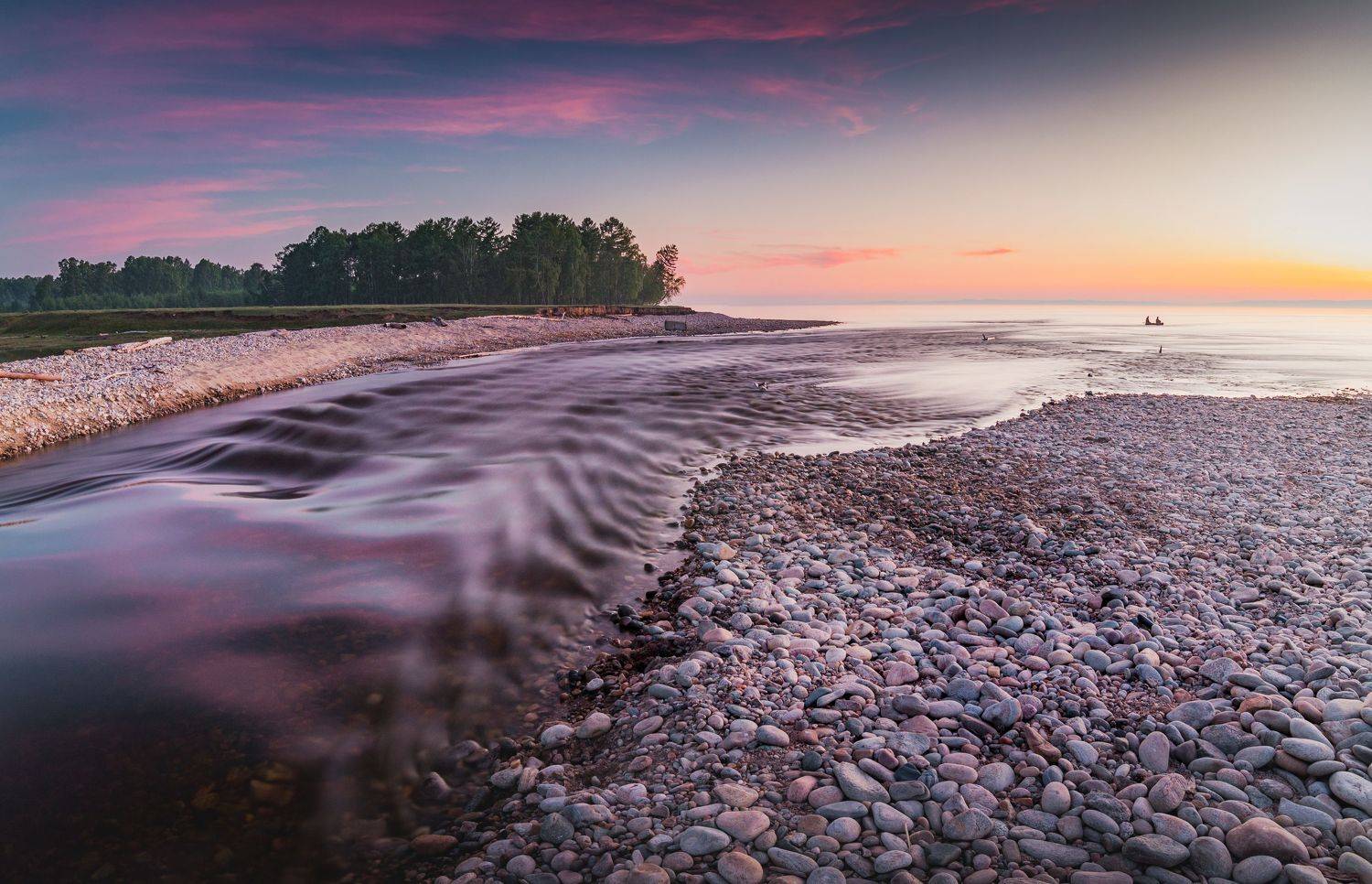 река, закат, Байкал, озеро, пейзаж, Портных Дмитрий