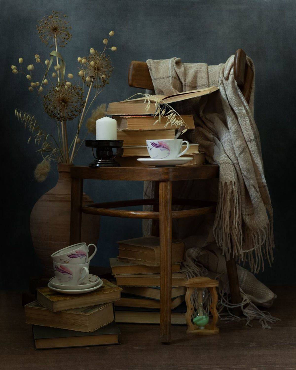 натюрморт, книги, сухоцвет, Оля