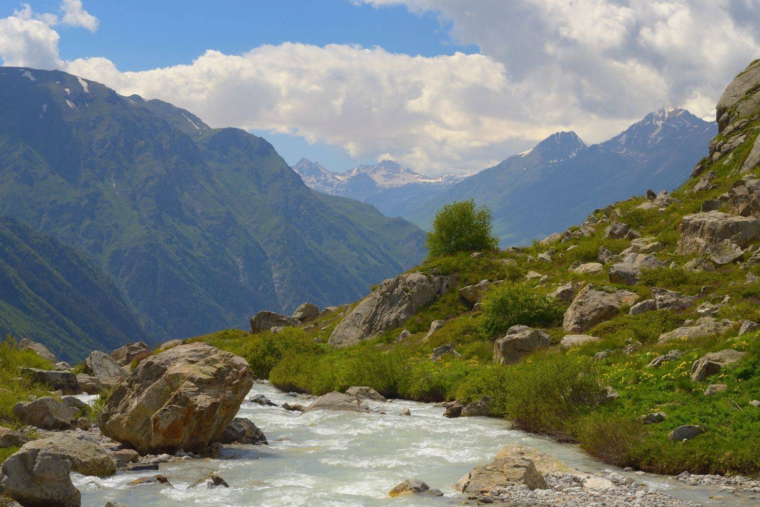 горы лето река кавказ, Александр Жарников