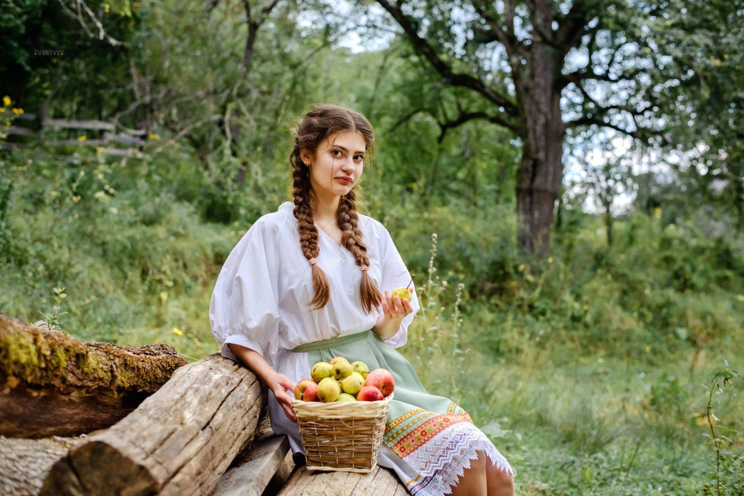 природа, сад, кубань, девушка, казчка,  Мариночка