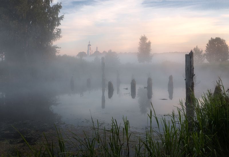 russia; vladimir region; fog; landscape; filippovskoe; Туманное утро Филипповского фото превью
