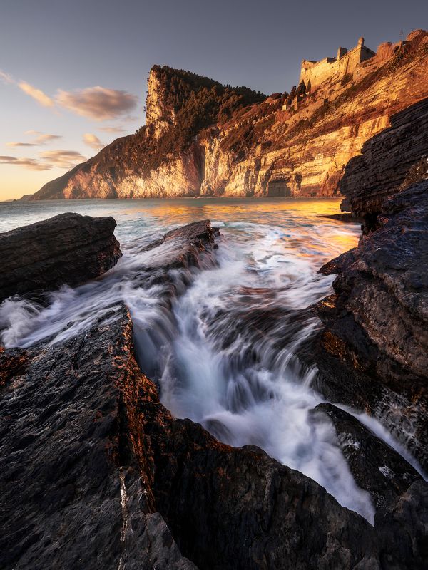 Landscape seascape epic sunset sunrise longexpo liguria italy cinque terre To the Cliffs of Venere фото превью