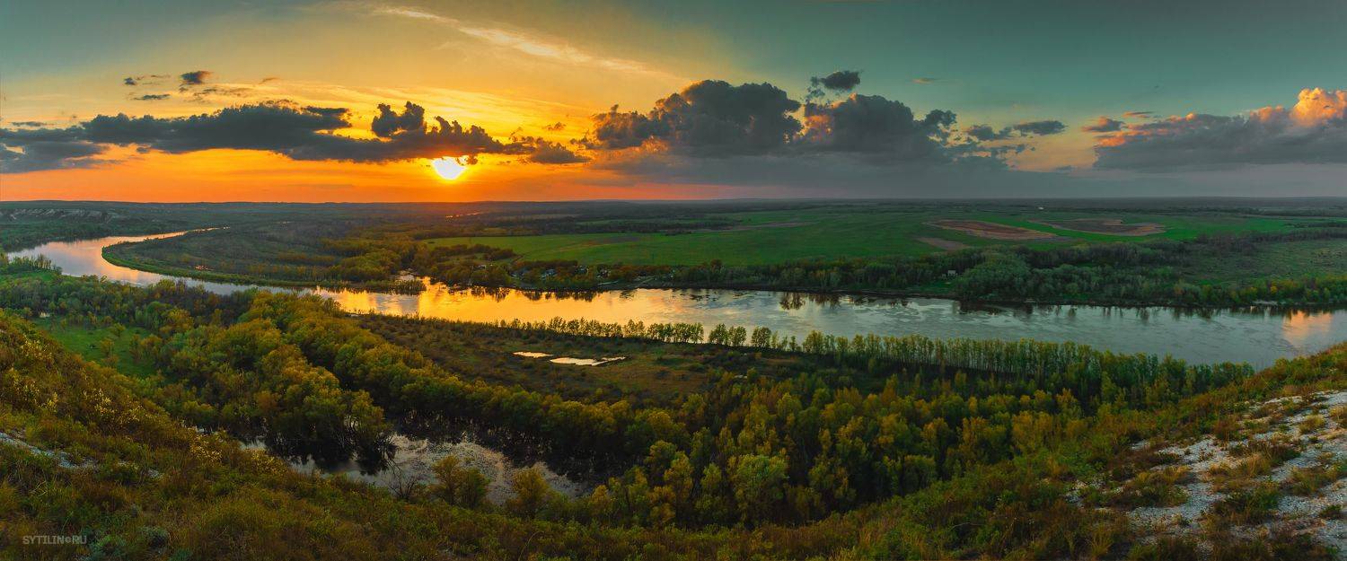 дон, река, закат, природа, пейзаж, излучина, лес, волгоградская область, природный парк донской, панорама, вечер, облачный, умиротворение, россия, родной край, внутренний туризм, достопримечательность, Сытилин Павел