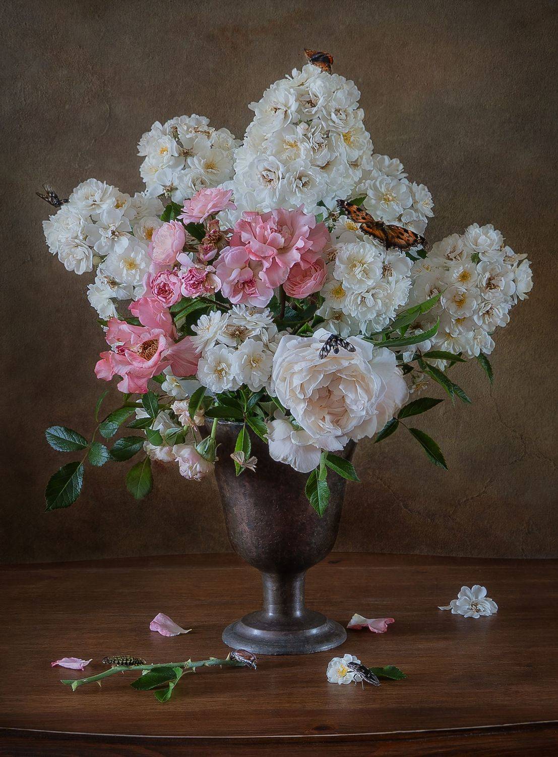 розы,букет,барокко,классика,бабочки,жучки,, Галина Тришина
