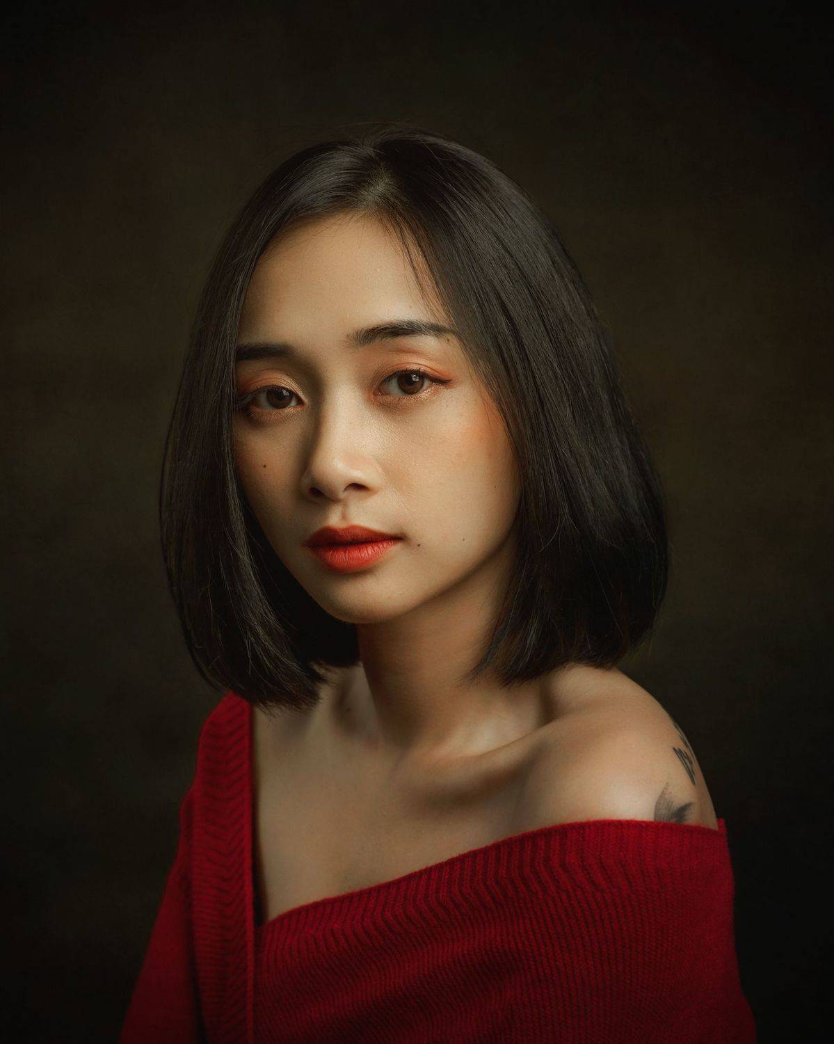 asian, vietnam, vietnamese, portrait, face, red, young, women, female, studio, Nguyen Hoang Viet