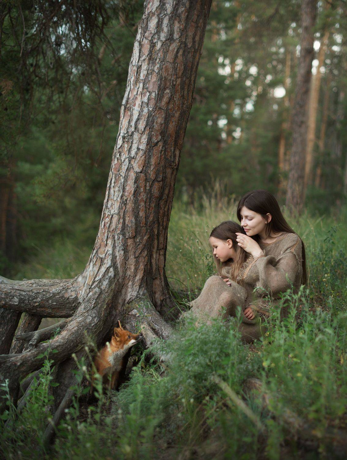 лес, лиса, девушка, девочка, настроение, лето, сказка, животное, Екатерина Лобанова