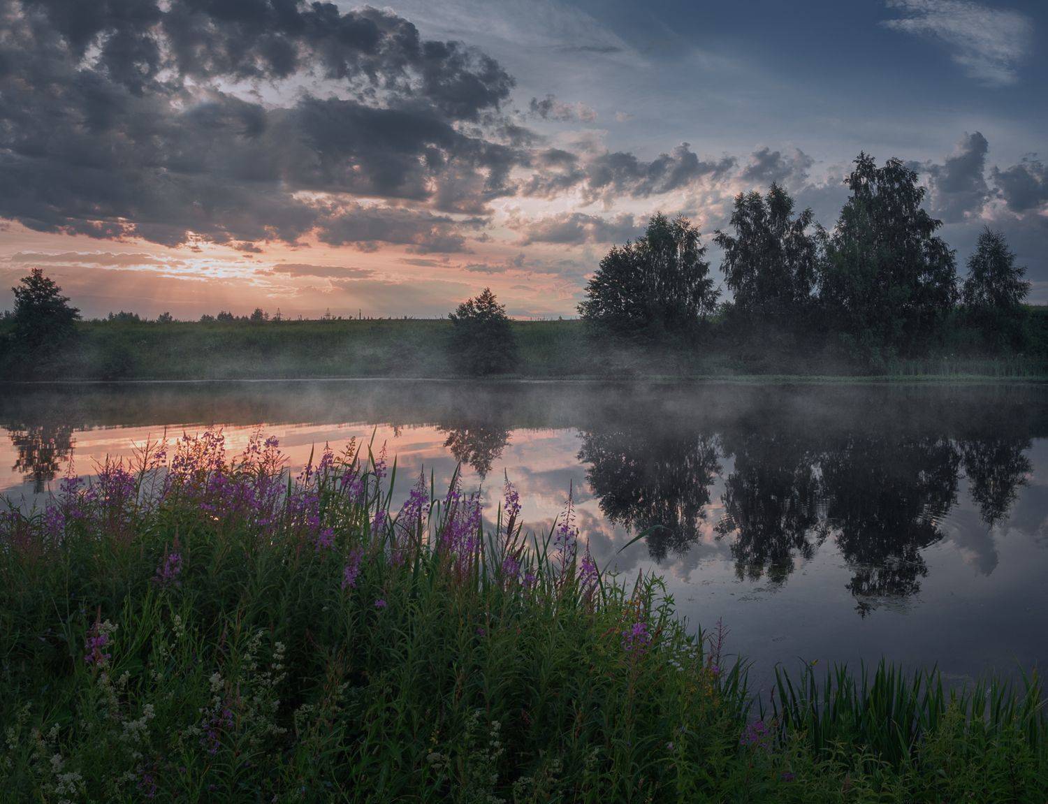 туман, свет, утро, природа, Баранов Олег