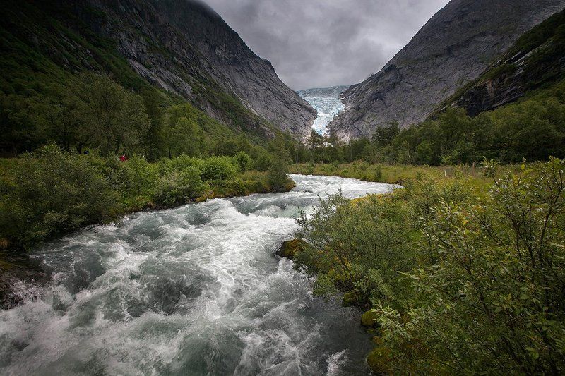 Ледник, Норвегия, Пейзаж, Река Норвегия, ледник Бриксдалсбреен фото превью