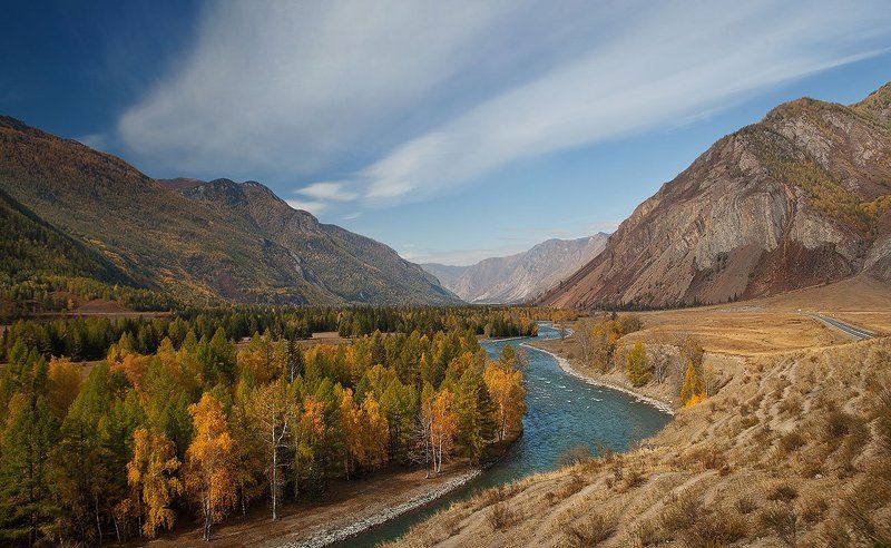 Горный алтай, Река Чуя, Чуйский тракт В пойме Чуйского тракта фото превью