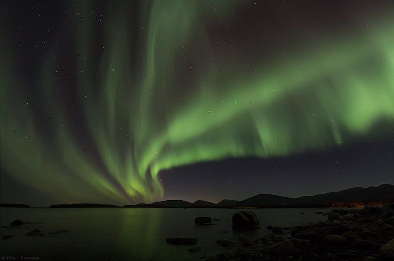 Белое море, Кольский полуостров, Полярное сияние Emerald heaven... фото превью