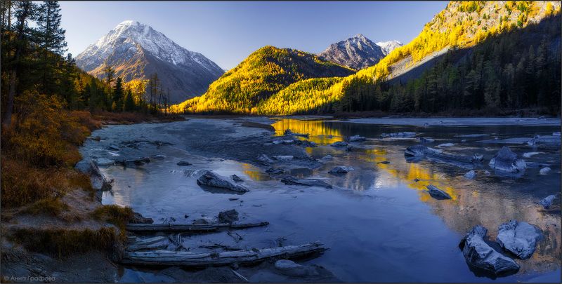 Алтай, Аня графова, Горный алтай, Горы, Катунский хребет, Кучерла, Осень Утро фото превью