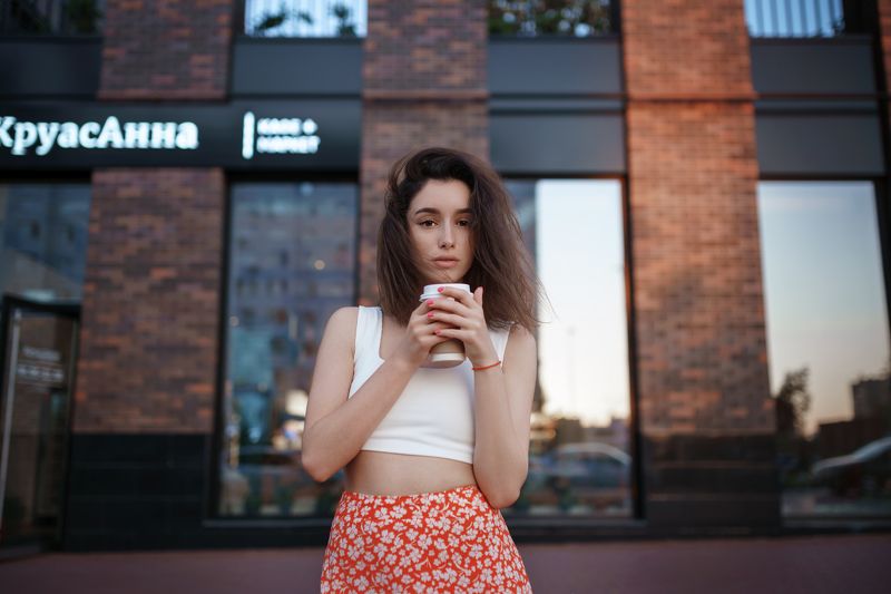 кофе, город, солнце, закат, золотой час Ксения фото превью