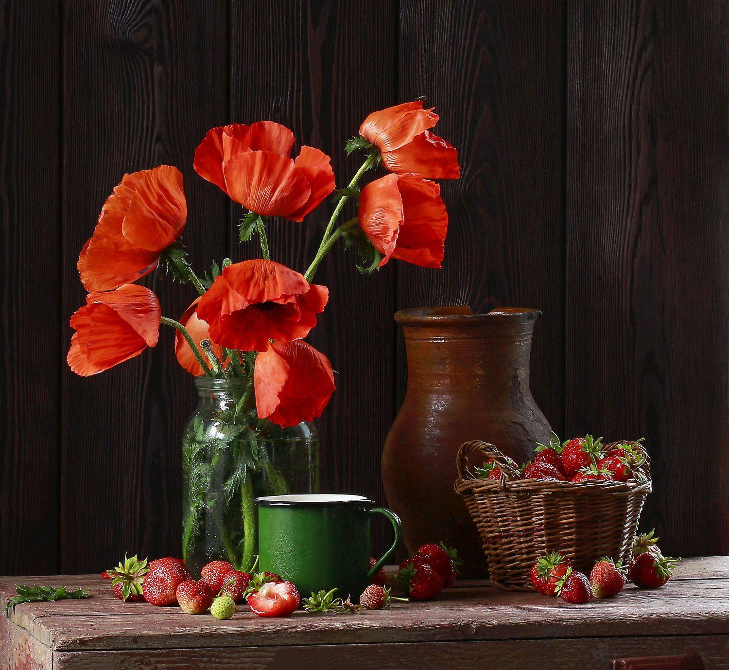 натюрморт, фотонатюрморт, лето, ягода, клубника, маки, цветы, наталья казанцева, #pointillist, Наталья Казанцева