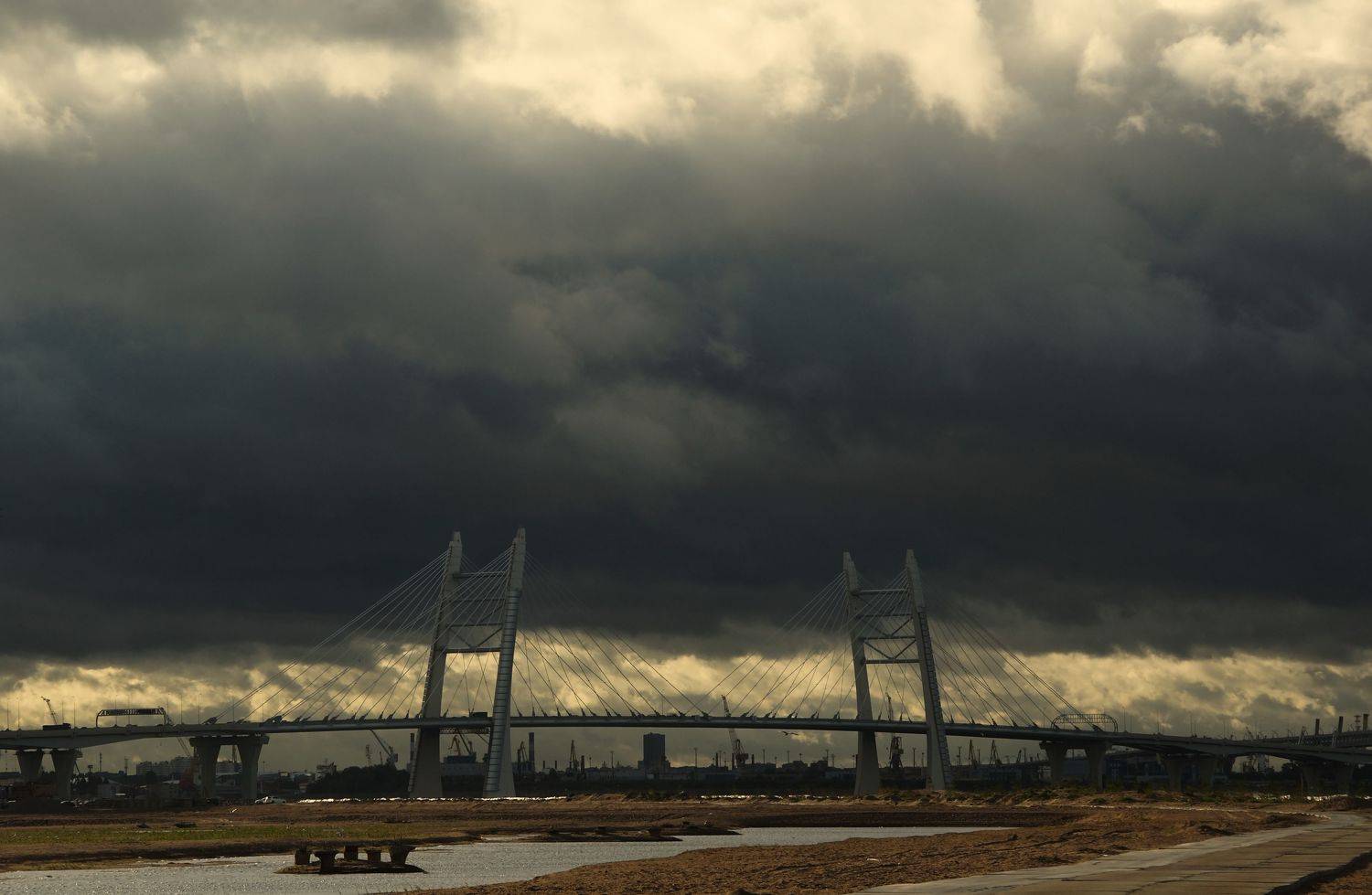 city, bridge, morning, summer, sky, cloud, change, fear, darkness, movement, air, Сергей Андреевич