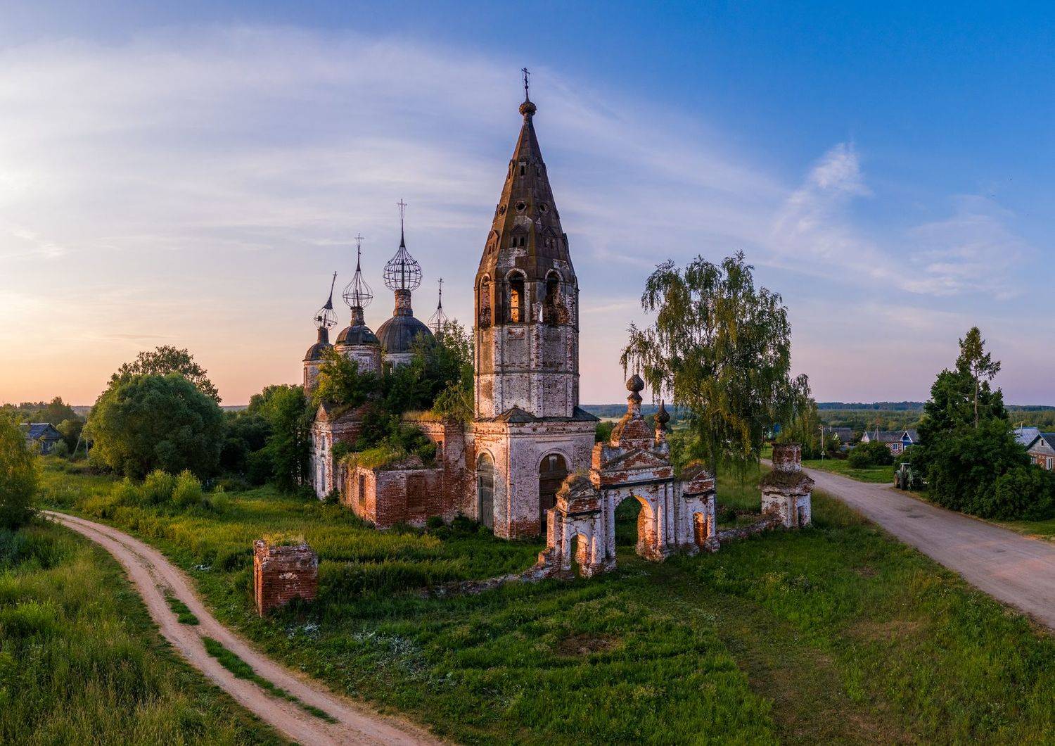 церковь, архитектура, лето, восход, остров, ярославская область, россия, church, arhitecture, summer, sunrise, ostrov, yaroslavl region, russia, Алексей Королёв