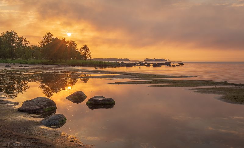 пейзаж, природа, море, эстония Балтийский закат фото превью