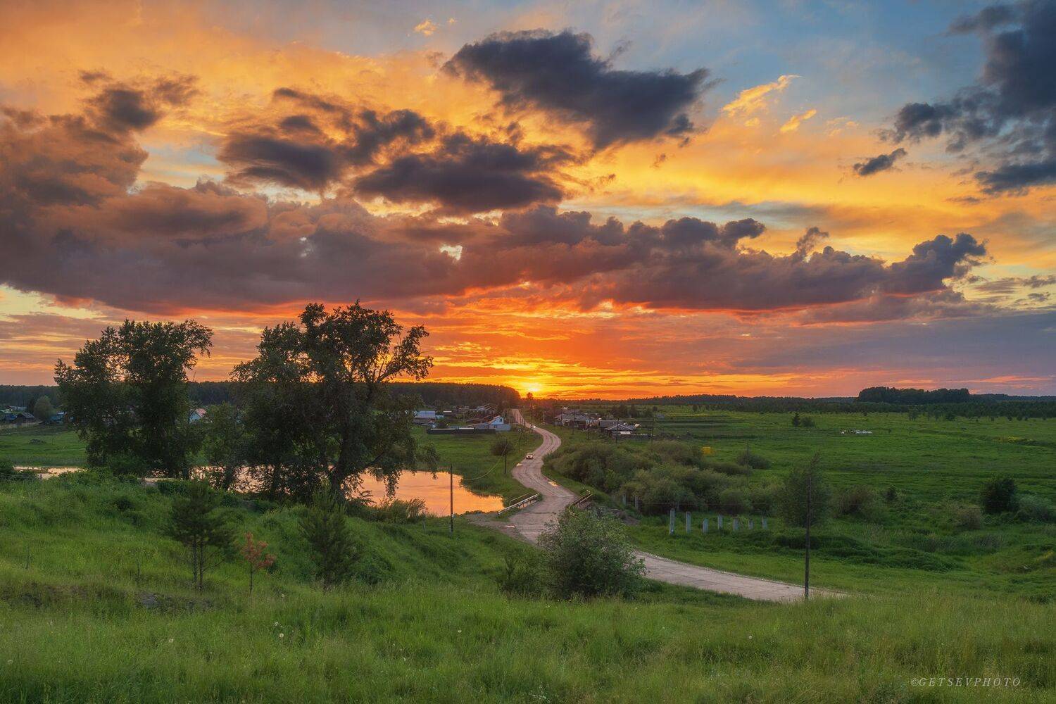 урал, пейзаж, село, закат, небо, Евгений Гецев