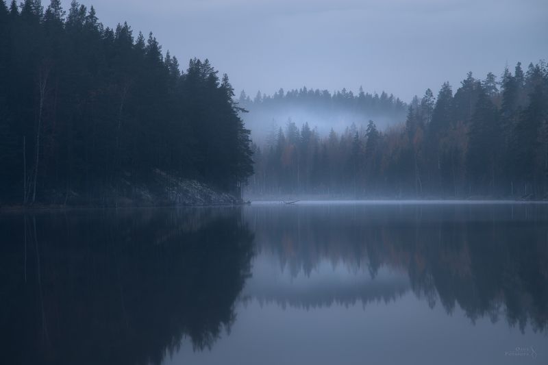ленинградская область, карелия, карельский перешеек, выборгский район, каменногорск, туман, осень, мистика, озеро, отражение, северный лес, в лесах под выборгом Духи туманных озёр фото превью