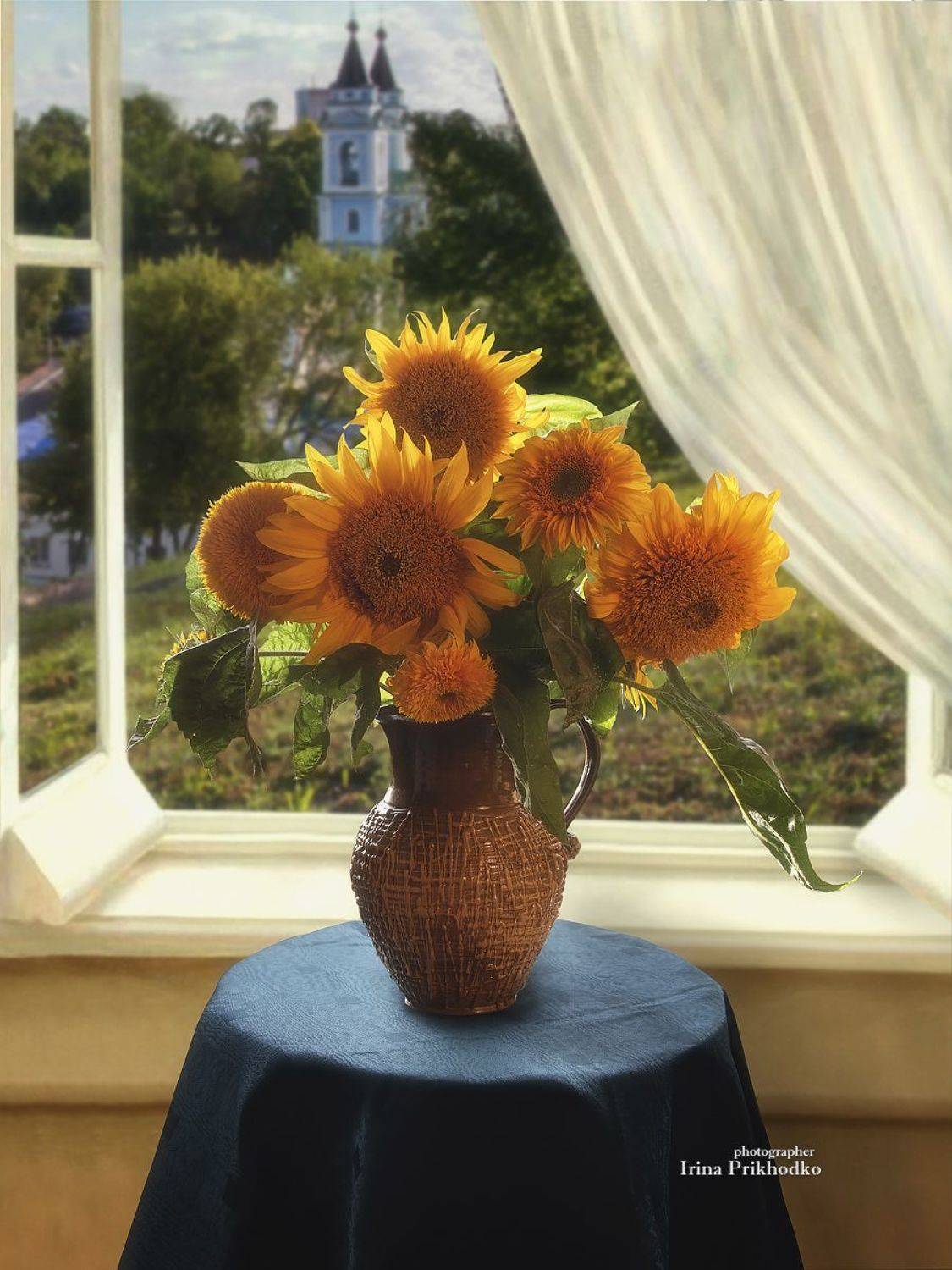 натюрморт, подсолнухи, букет, интерьер, лето, Приходько Ирина