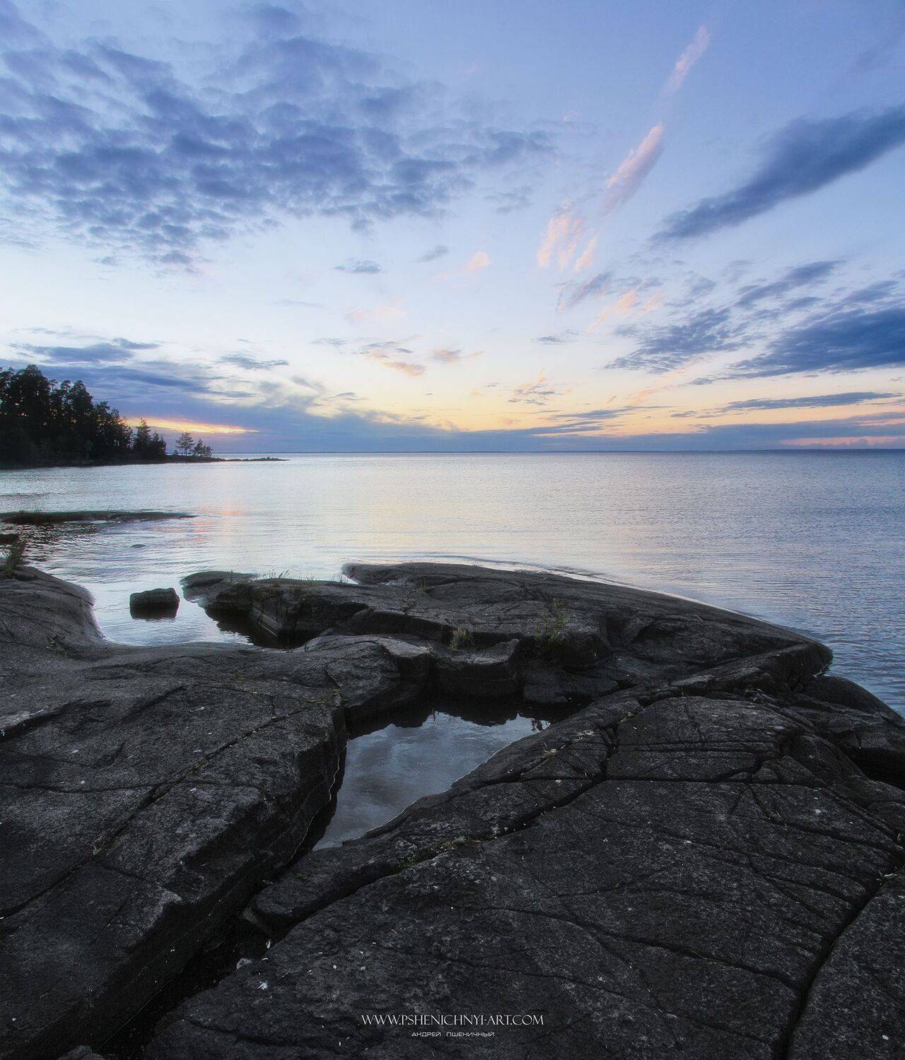 закат, ладожское озеро, берег, горизонт, камни, валаам, белые ночи, Пшеничный Андрей