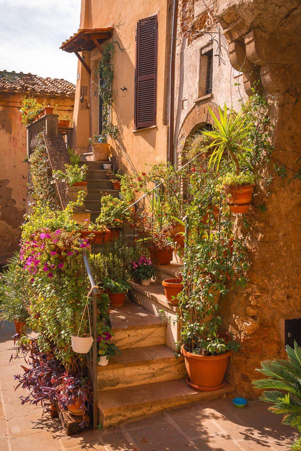 город, борго, цветы, растения, ступеньки, Максимова Дария