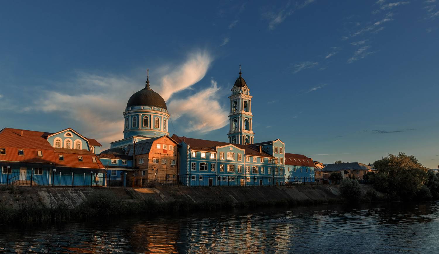 пейзаж, церковь, храм, church, landscape, architecture, архитектура, лето, summer, река, river, Владимир Васильев