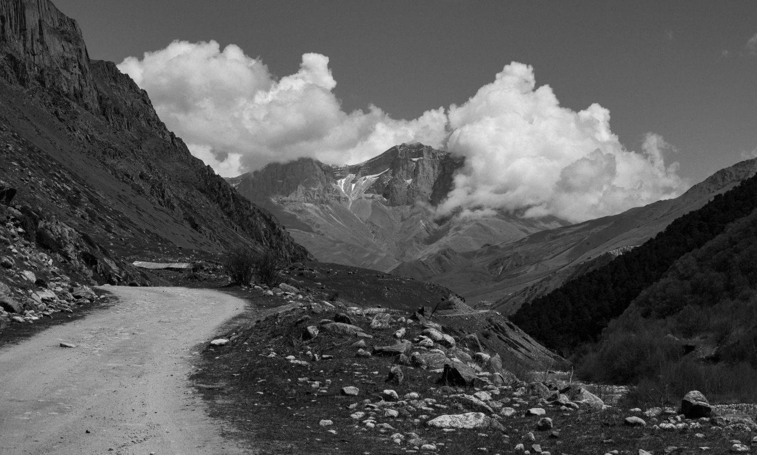 горы, облака, дорога, Елена Шевченко