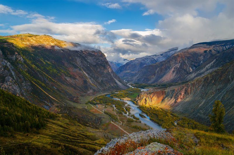 Алтай, Горный алтай, Горы, Кату-ярык, Осень, Пейзаж, Природа, Путешествие, Рассвет, Река, Сибирь, Тайга, Туризм, Утро, Чулышман Кату-Ярык и Чулышман фото превью
