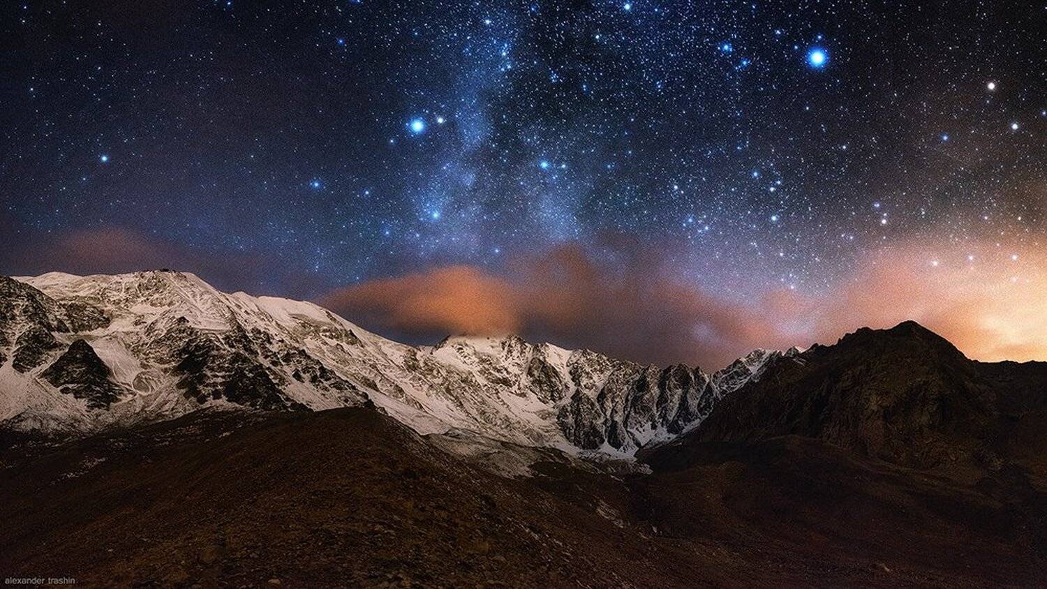 северная осетия, кавказ, джимара, казбек, астрофотография, панорама, ночной пейзаж, пейзаж, Александр Трашин