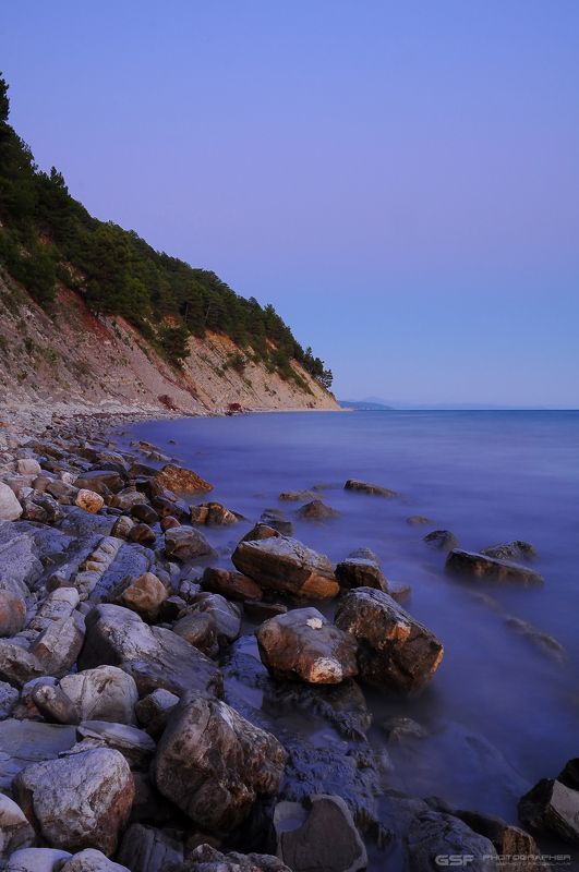 лето море природа скалы сумерки Сиреневые сумерки... фото превью