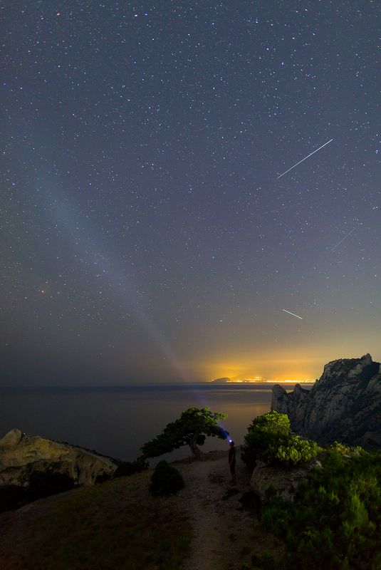 судак, крым, новый свет, черное море, пейзажи крыма, ночной пейзаж, звезды, млечный путь Ночь в Новом Свете фото превью