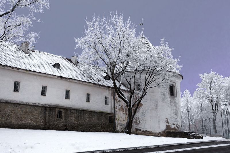 нарва, зима, иней, замок, башня рондель, петербургское шоссе. Нарва. Башня Рондель. фото превью