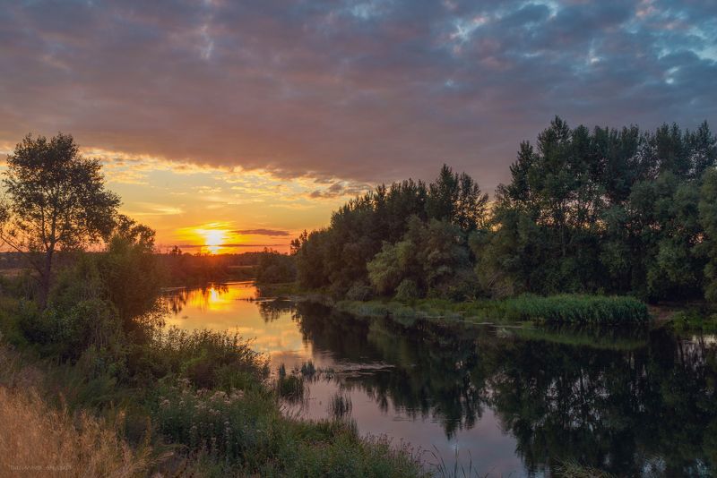 лето, вечер, закат, река урал, оренбургская область Июльский закат фото превью