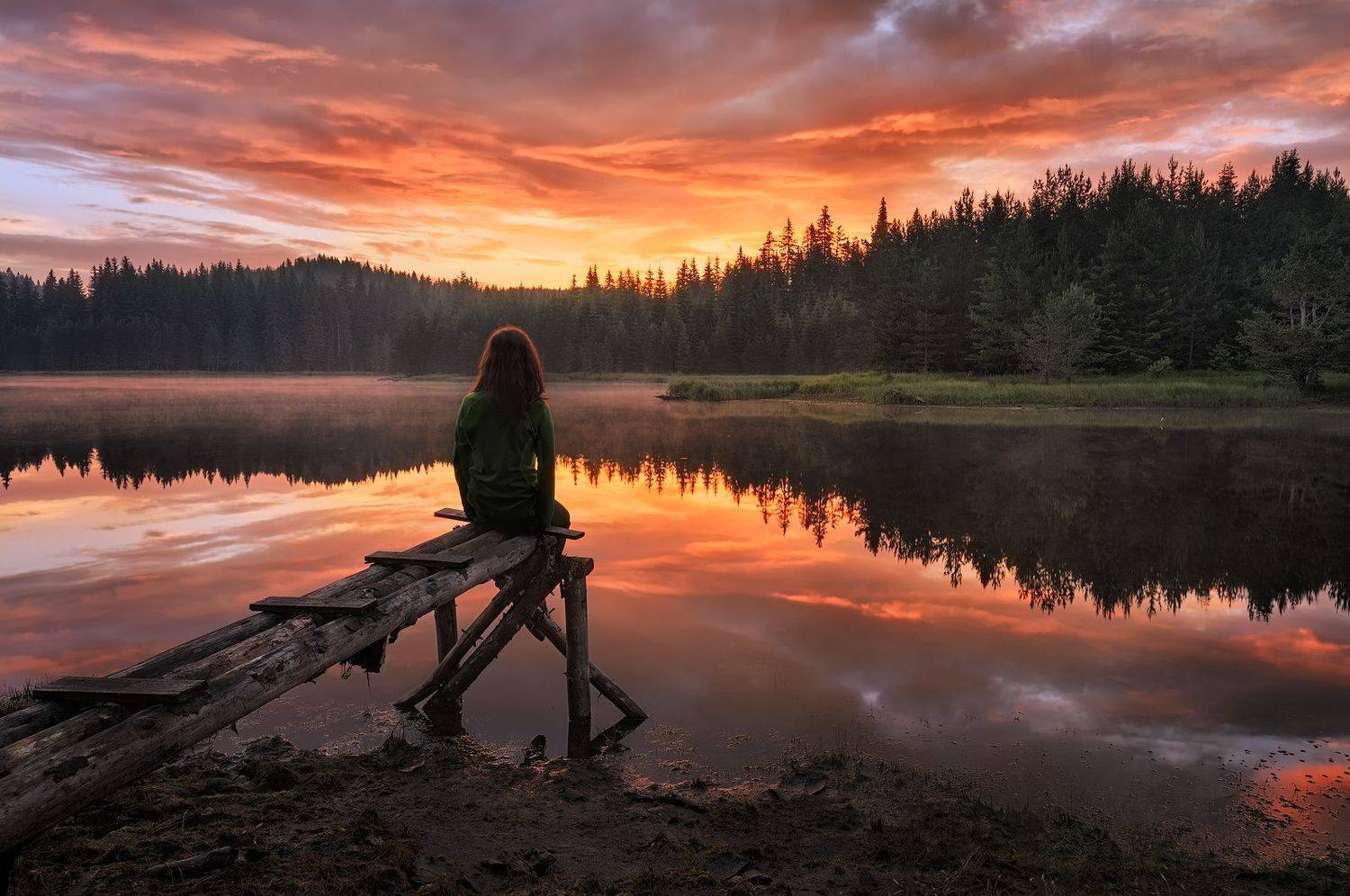 закат, рассвет, вечер, облака, озеро, река, болгария, природный парк, озеро, bulgaria, sunset, sunrise, national park, Эрнест Вахеди