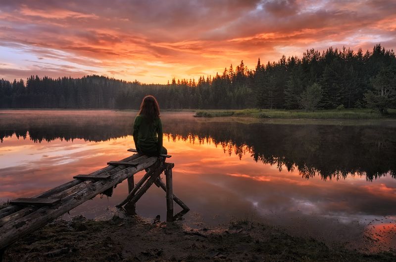 закат, рассвет, вечер, облака, озеро, река, болгария, природный парк, озеро, bulgaria, sunset, sunrise, national park  фото превью